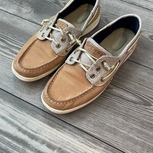Sperry Rosefish Boat Shoe Linen Oat Sparkle Shoes Women's Size 8.5 Sparkle Shoes